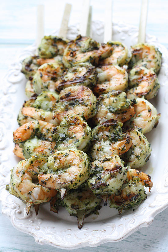 Pesto Shrimp Skewers